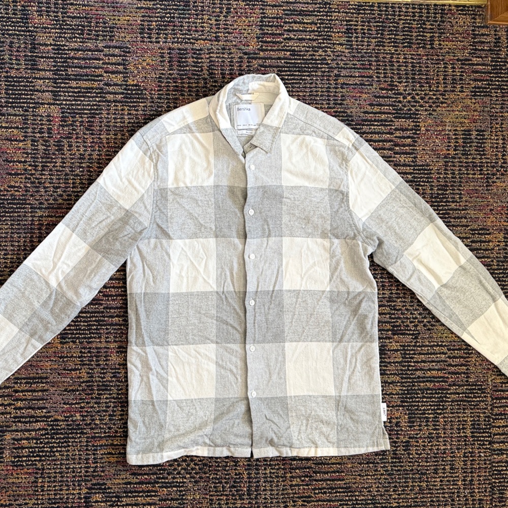 Bershka Gray and White Checkered Jacket